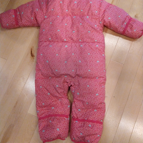 18-24m Columbia pink coral one piece puffer jacket with flowers not perfect - Picture 4 of 13